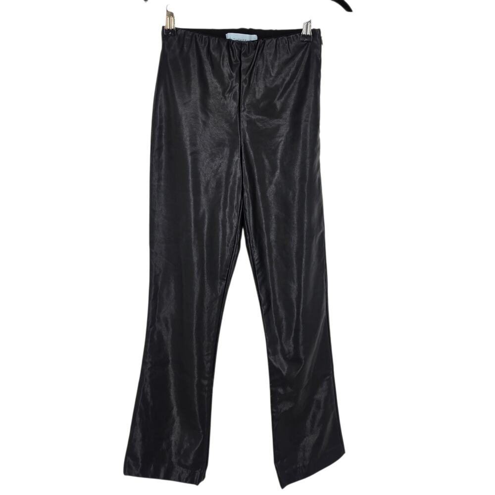 Tuckernuck Black Ashford Faux Leather Elastic Cropped Kick Flare Pants Size XS